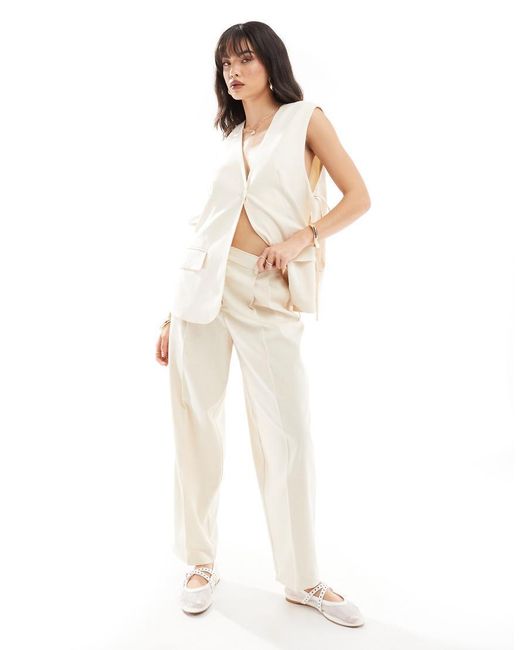 SELECTED White Femme Co-Ord Barrel Fit Trousers