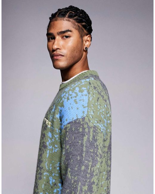 Pull décontracté en maille dégradée avec broderie frntrs ASOS pour homme en coloris Gray