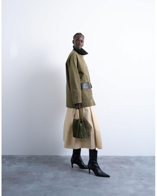 TOPSHOP Green Shacket With Patch Pocket