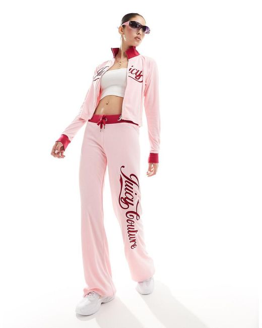 Juicy Couture Pink Retro Towelling Flare Tracksuit Bottoms Co-Ord