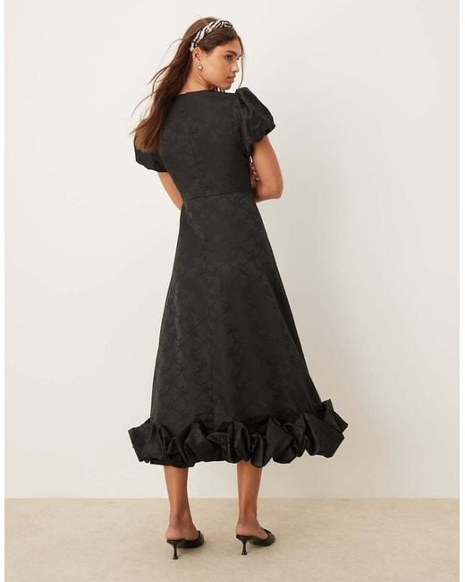 sister jane puff sleeve bubble hem maxi dress Sister Jane Puff Sleeve Bubble Hem Maxi Dress in Black