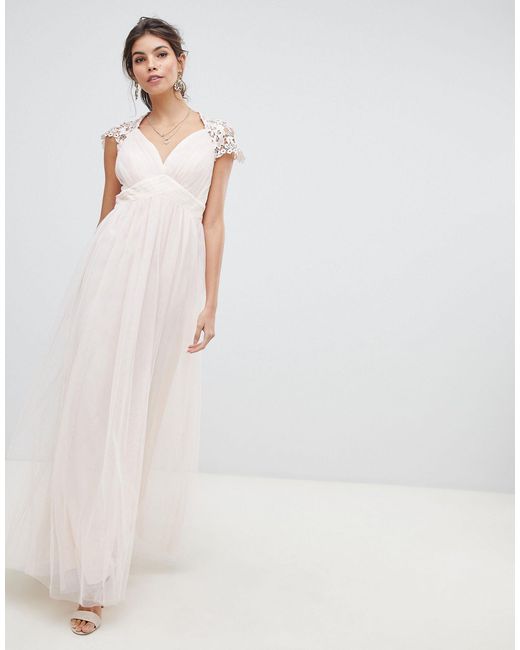 little mistress crochet insert maxi dress