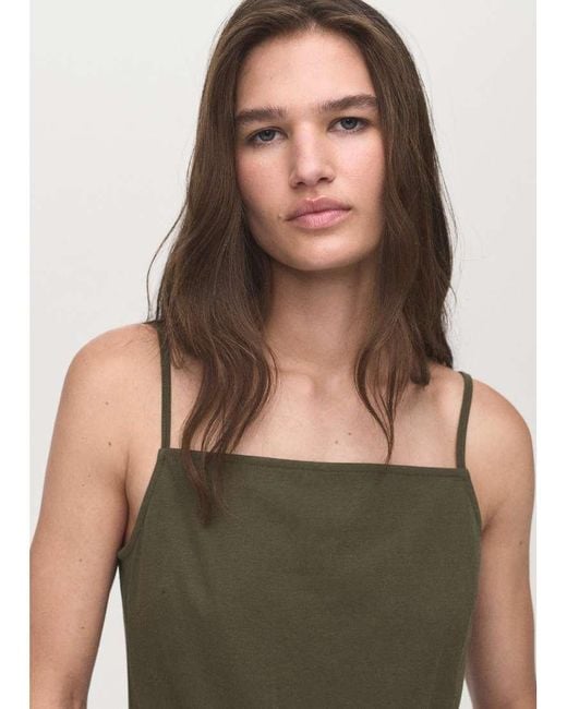 Top De Tirantes Con Cuello Cuadrado Y Lazada En La Cintura De (Parte De Un Conjunto)-Verde Mango de color Green