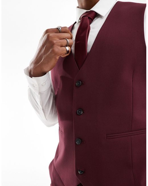 ASOS Red Slim Suit Waistcoat for men