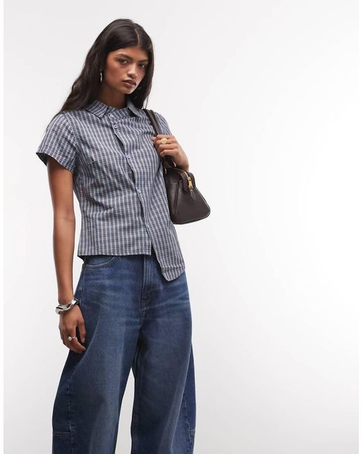 Collusion Blue Asymmetric Short Sleeve Shirt