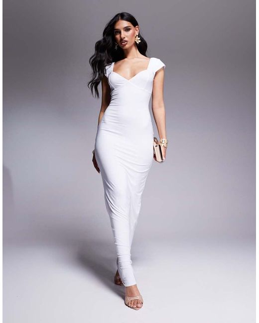 Fashionkilla Purple Double Sculpted Slinky Sweetheart Neckline Open Back Bodycon Maxi Dress