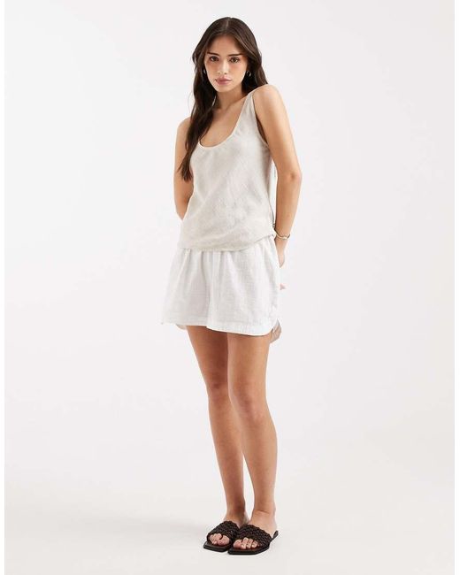 ASOS White Scoop Neck Linen Vest