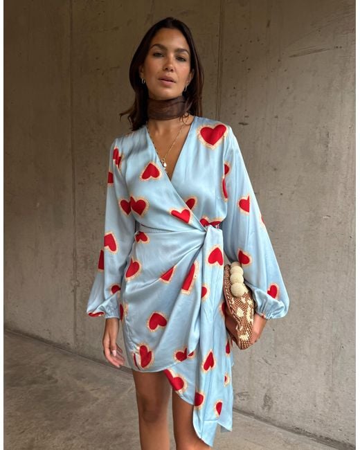 Never Fully Dressed White Wrap Tie Side Balloon Sleeve Mini Dress
