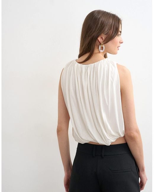 TOPSHOP Black Bubble Drape Top