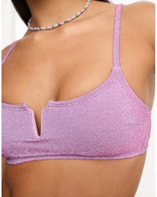 New Look Bikinitopje Met Lage Ronde Hals in het Pink