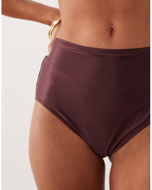 ARKET Brown Mix And Match High Waist Shiny Bikini Bottom