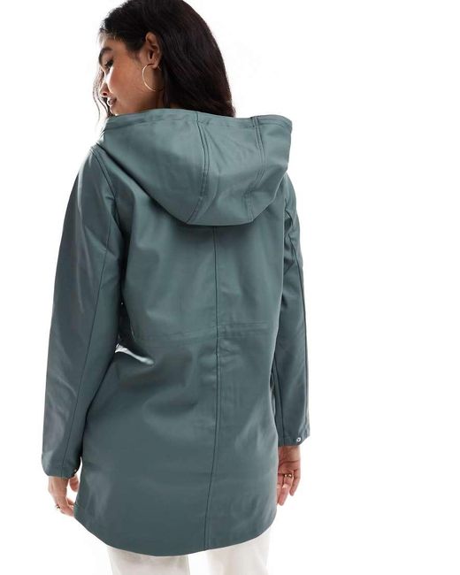 Vero Moda Blue Coated Rain Jacket With Hood