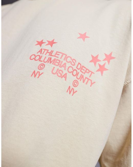 T-shirt oversize coupe carrée à imprimé style sport - beige ASOS pour homme en coloris Gray