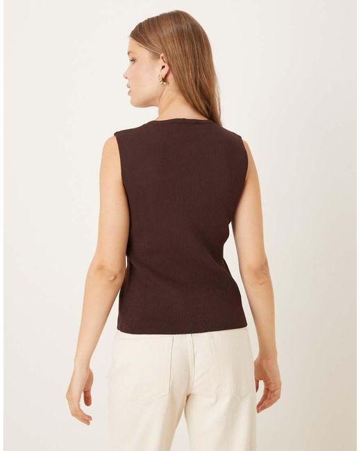 Mango Brown Knitted Vest With Statement Buttons