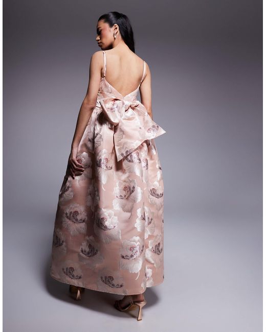 ASOS Pink Jacquard Maxi Dress With Drop Waist