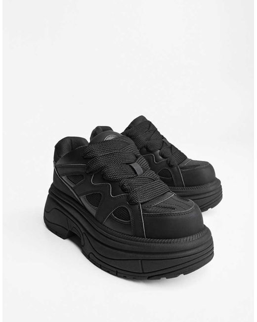 Bershka Black Chunky Trainers for men