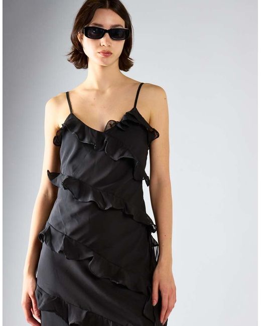 Collective The Label Black Waterfall Ruffle Maxi-Dress