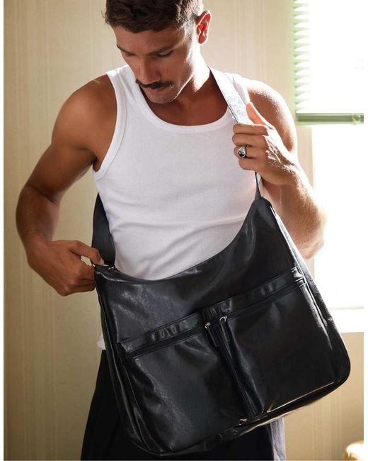 Bershka Black Bag With Dual Pockets for men