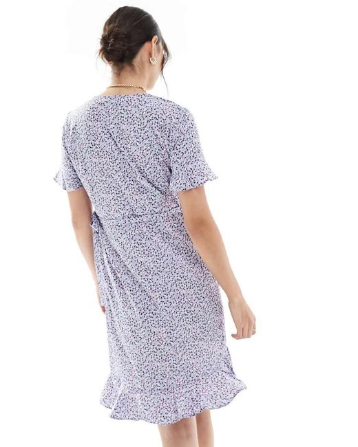 ONLY Purple Frill Wrap Mini Dress