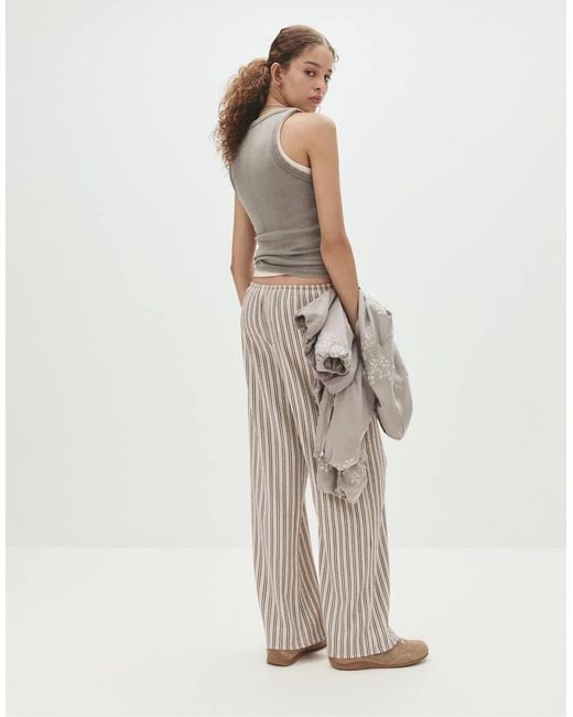 Pull&Bear Gestreepte Rustieke Broek in het Natural