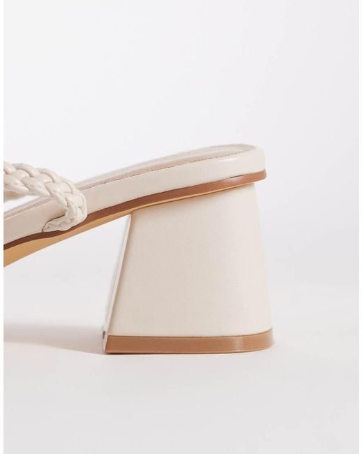 London Rebel Natural Anita Block Heeled Woven Sandal