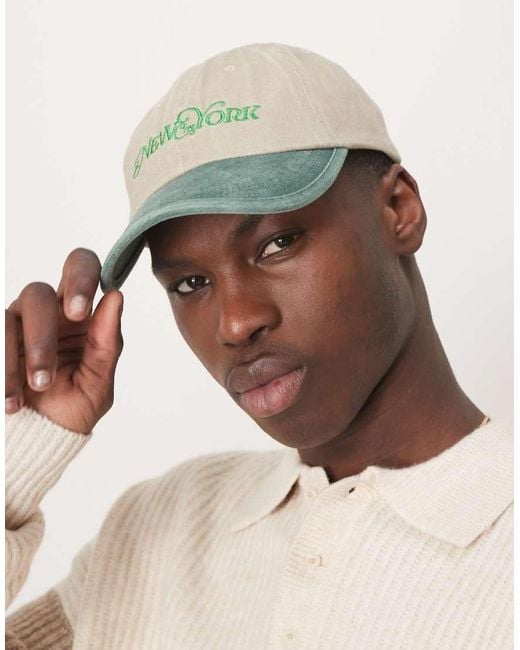 ASOS Natural Cap With New York Emroidery for men