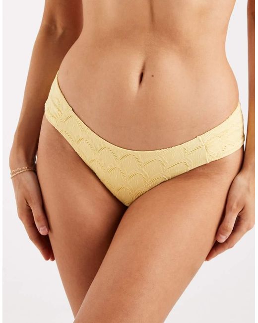 Lindex Natural Eyelet Ruched Side Bikini Bottoms