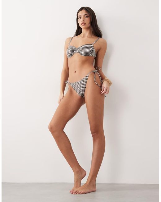 Candypants Brown Gingham Print Underwire Bikini Top