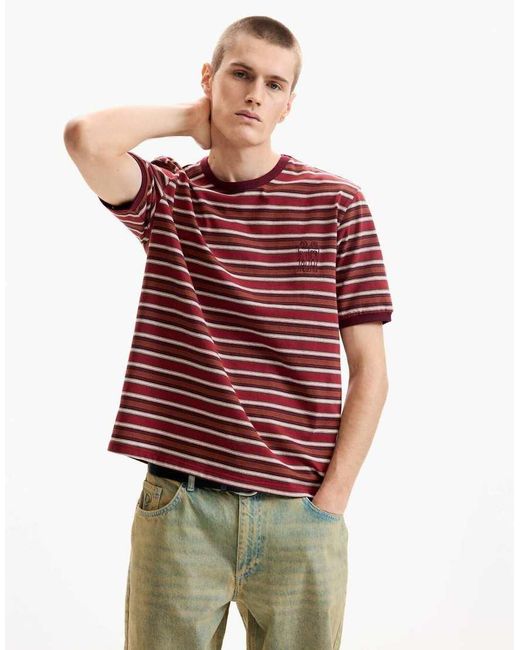 Desigual Red Striped Knit T-Shirt for men