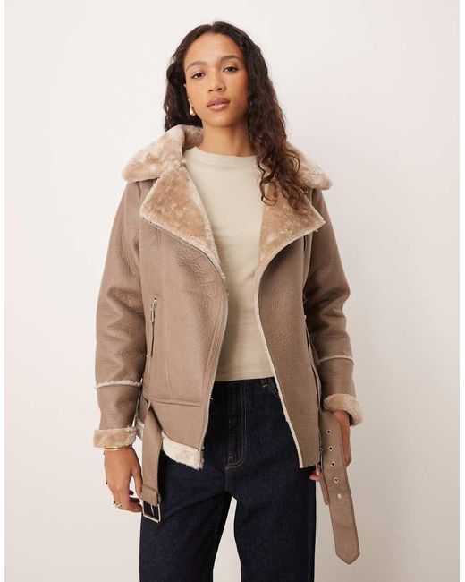 Barney's Originals Natural Faux Shearling Aviator