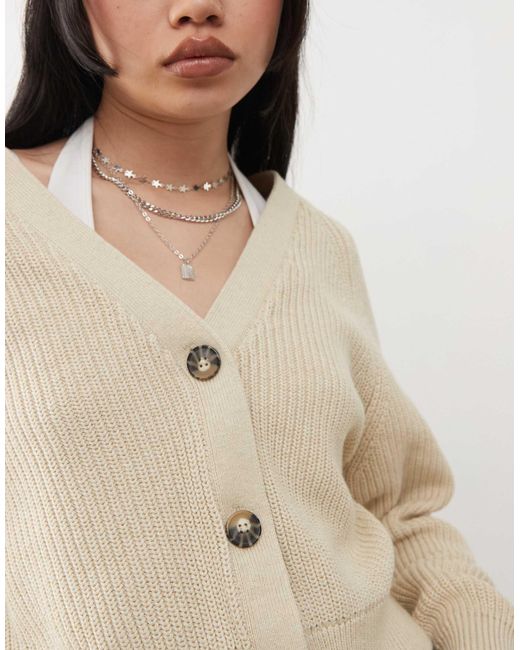 Monki Natural – gerippte strickjacke
