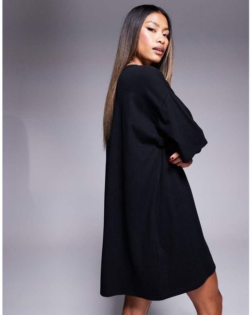 ASOS Blue T-shirt Mini Dress With Lace Sleeves