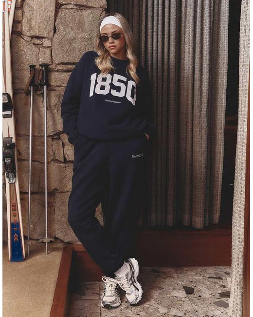 Joggers Con Bajos Ajustados Y Logo Bordado Après Ski De X Felicia Wedin (Parte De Un Conjunto) 4th & Reckless de color Blue