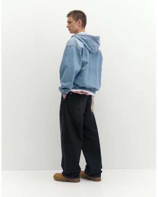 Giacca Con Cappuccio E Zip di Pull&Bear in Blue da Uomo