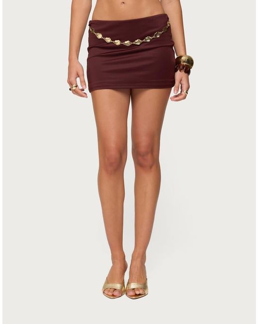 Edikted Red Briar Chain Belt Mini Skirt