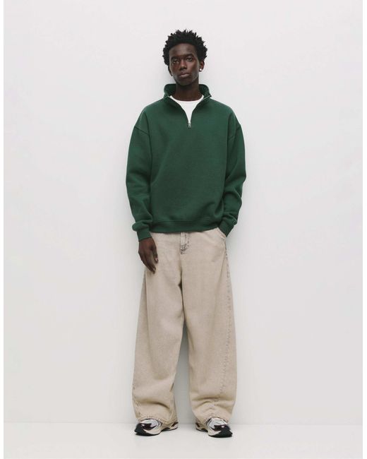 Pull&Bear – basic-sweatshirt in Green für Herren