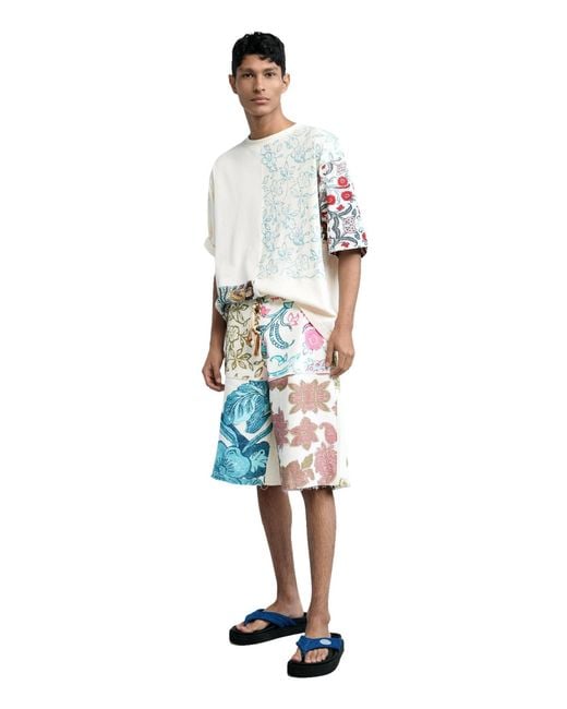 T-shirt effet patchwork Desigual pour homme en coloris White