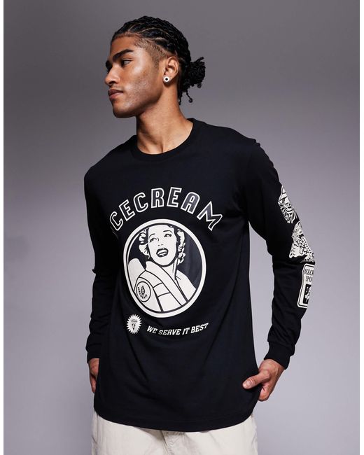 T-shirt à manches longues avec motifs graphiques ICECREAM pour homme en coloris Gray