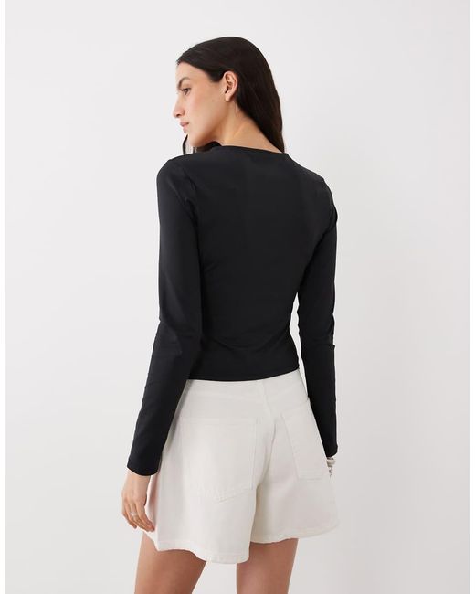 ASOS Blue Polyamide Slinky Long Sleeve Top