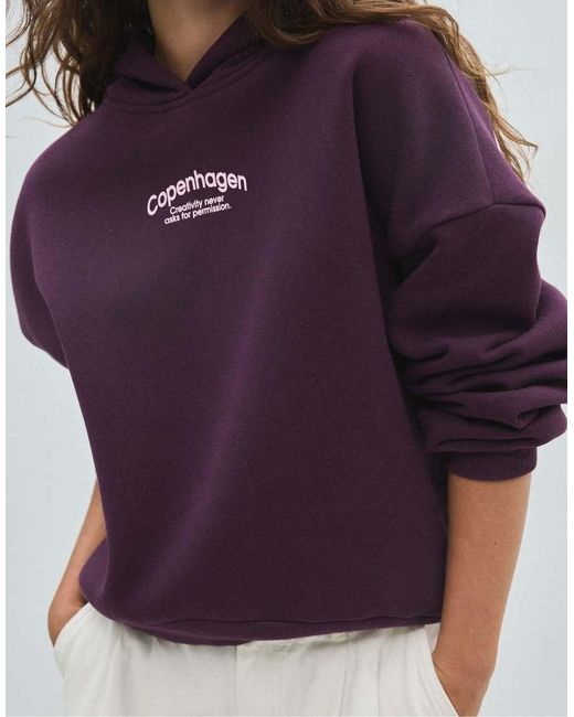 Stradivarius Purple Oversized Graphic Sweatshirt