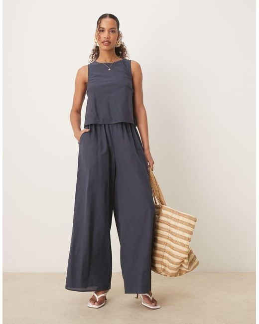 ASOS Blue Double Layer Jumpsuit With Open Back