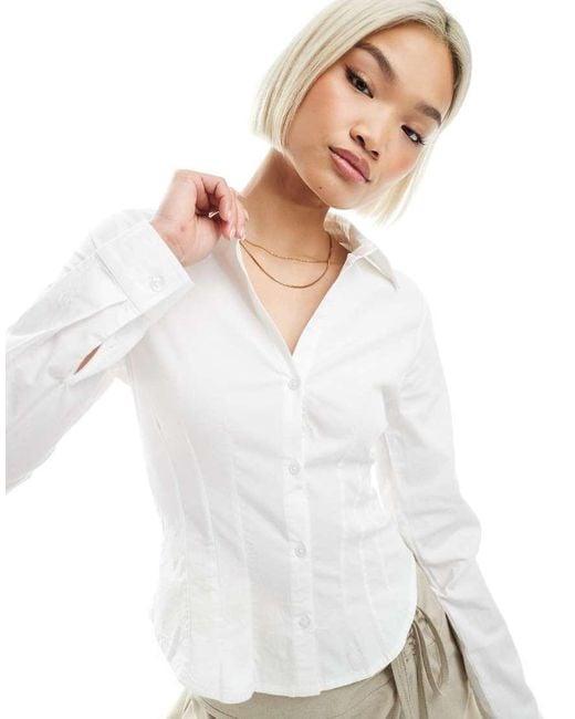 Pull&Bear White Fitted Shirt
