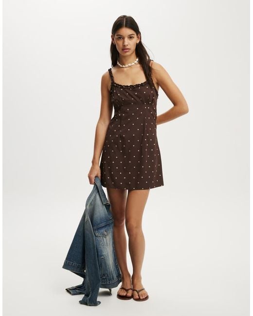 Cotton On Brown Emily Ruffle Mini Dress
