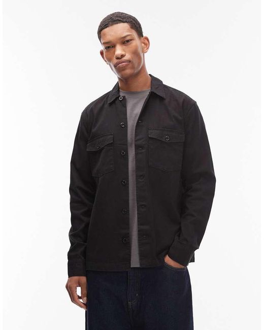 AllSaints Black Spotter Slim Fit Overshirt for men