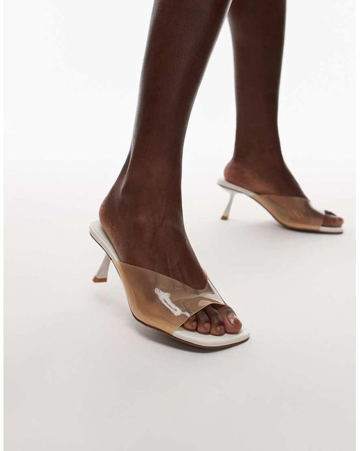 Mules De Tacón Alto De Acrílico Felix De -Blanco TOPSHOP de color White
