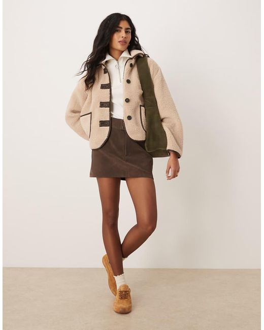 Jdy Natural Contrast Trims Teddy Jacket