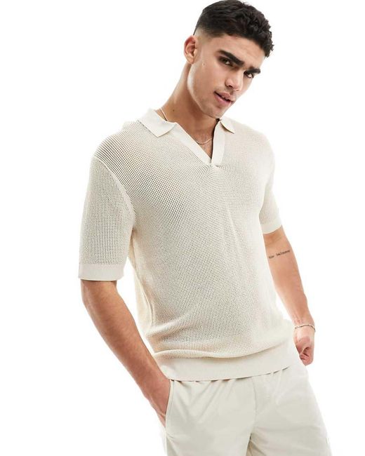 Calvin Klein White Lifestyle Open Knit Polo for men