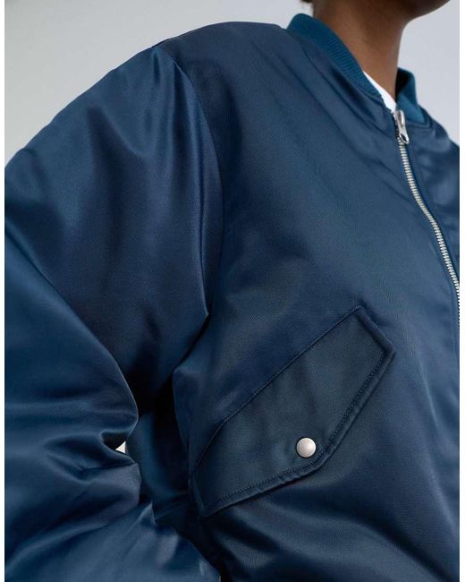 TOPSHOP Blue Bomber With Contrast Lining