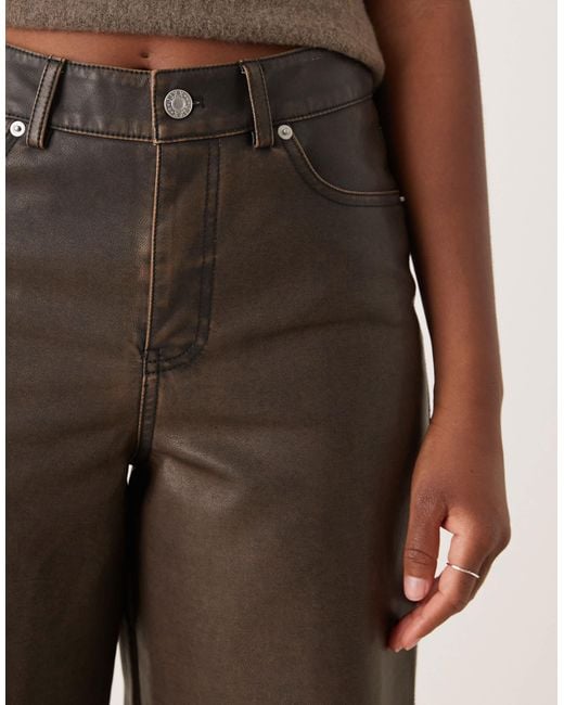 JJXX Natural – tokyo – hose mit weitem bein aus braunem, gewaschenem kunstleder