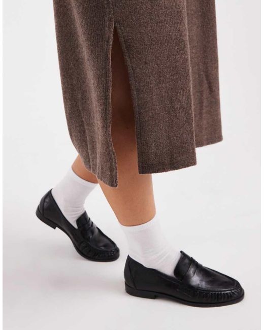 Vero Moda Brown Soft Rib Knit V Neck Midi Dress